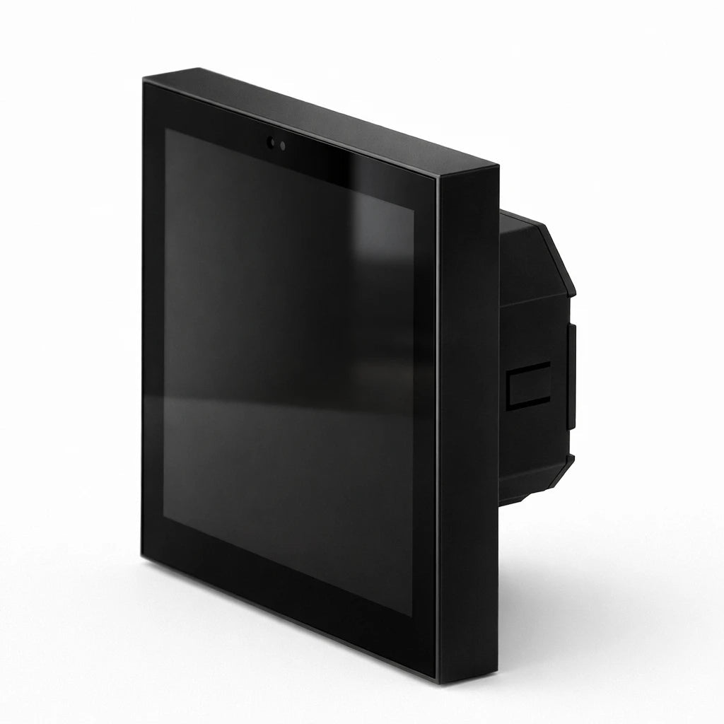 Black electronic device on a white background