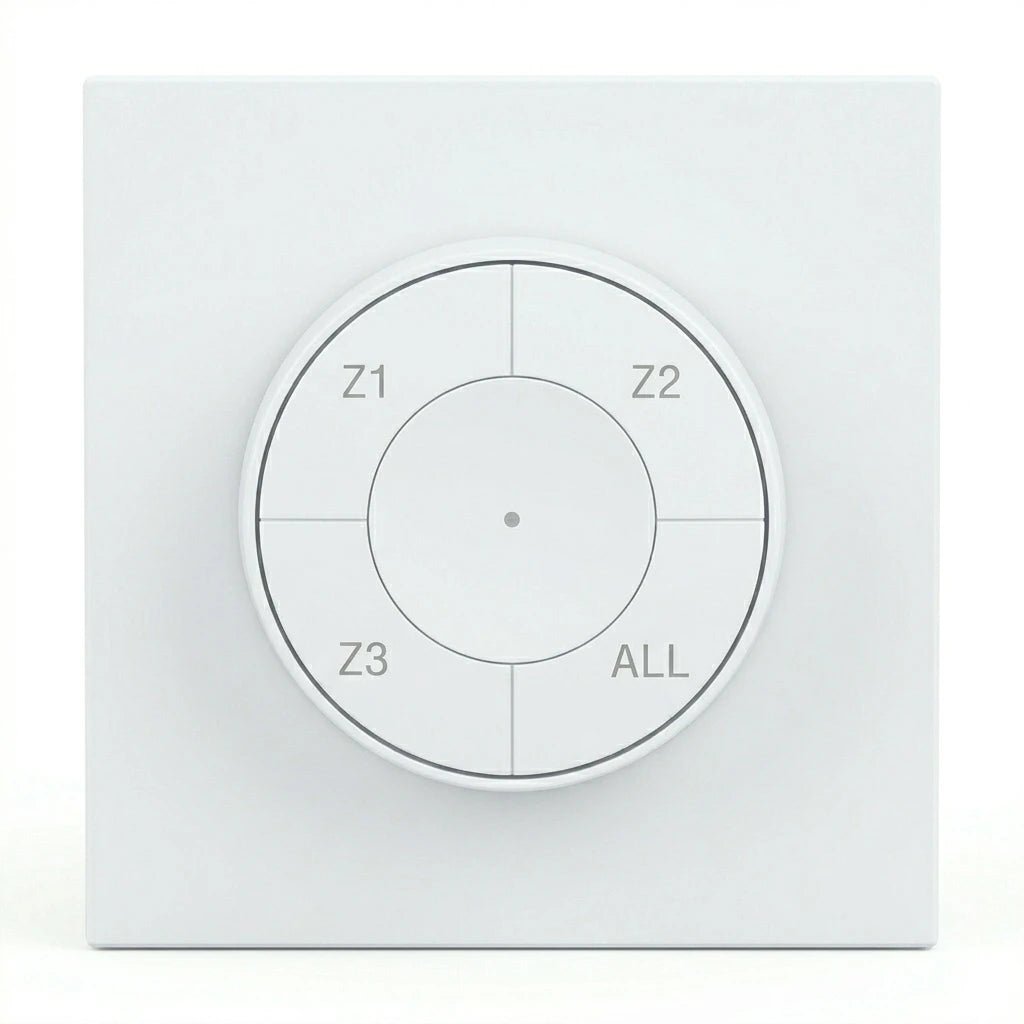 A-Z Smart Switch offers wireless lighting control via RF 2.4G, supporting 3 independent zones + master controller.