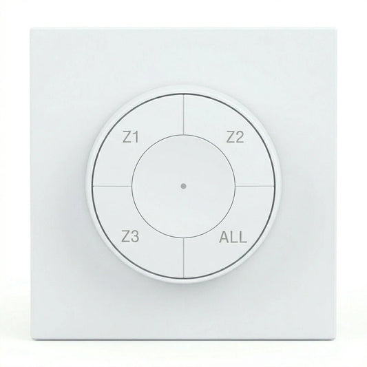 A-Z Smart Switch offers wireless lighting control via RF 2.4G, supporting 3 independent zones + master controller.