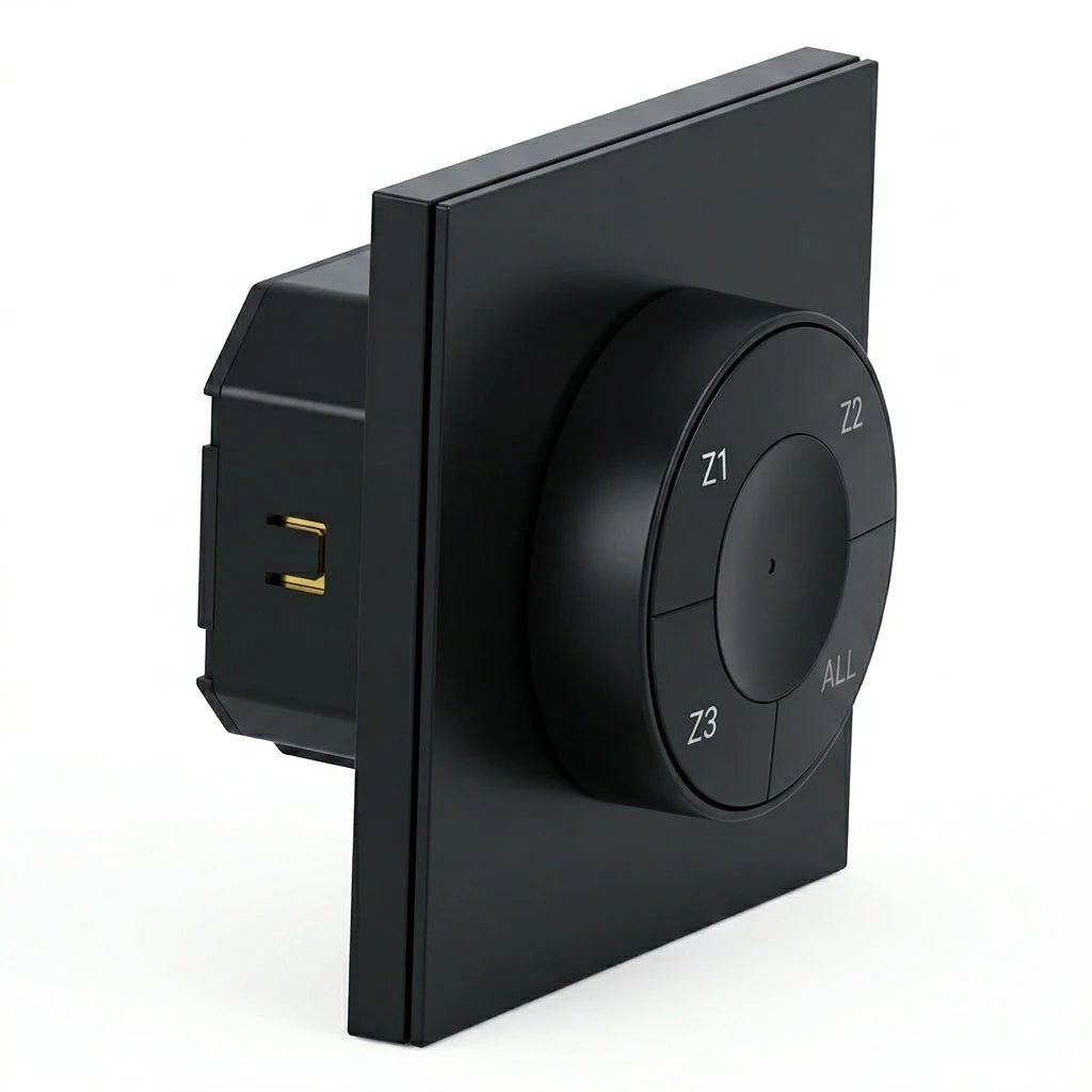 A-Z Smart Switch offers wireless lighting control via RF 2.4G, supporting 3 independent zones + master controller.