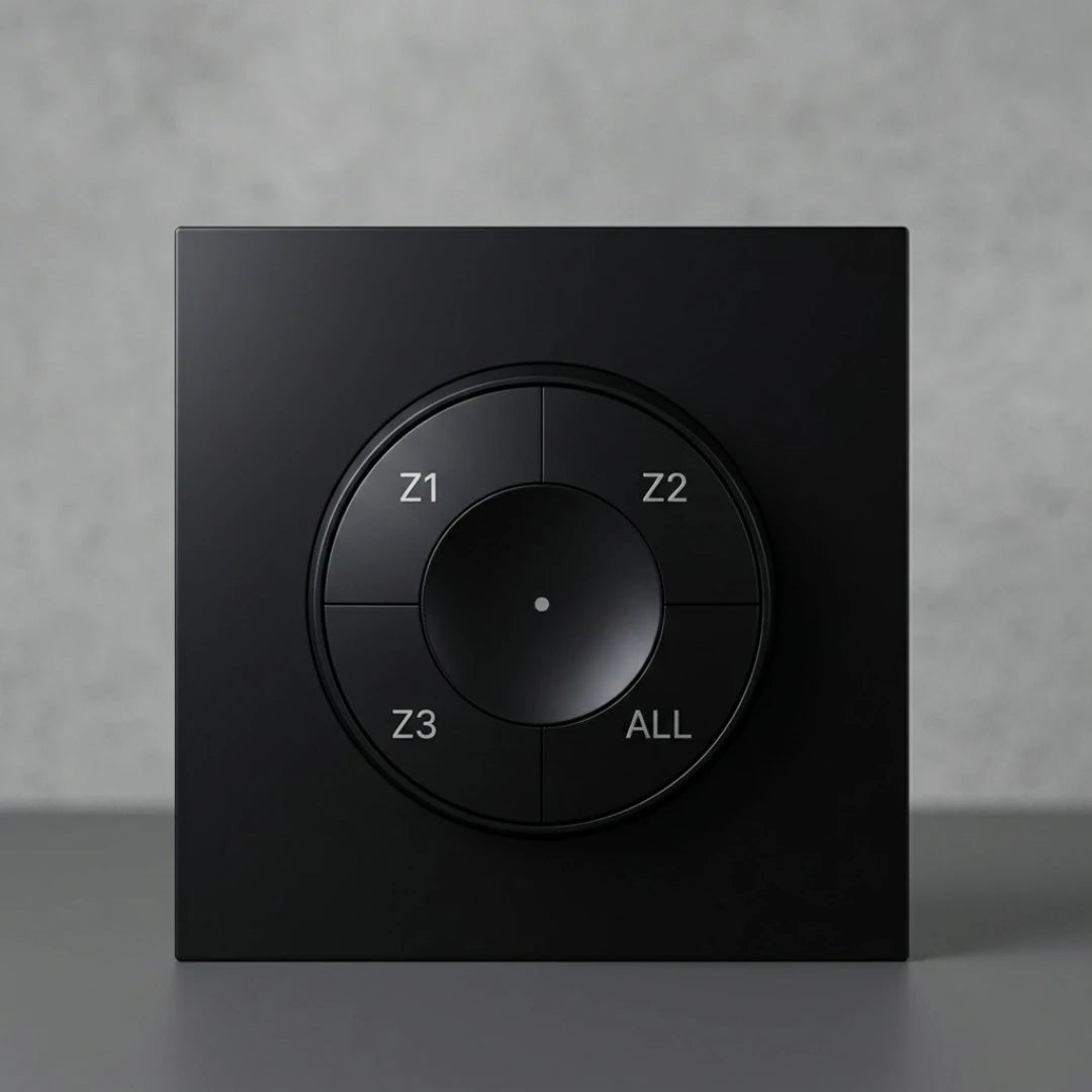 A-Z Smart Switch offers wireless lighting control via RF 2.4G, supporting 3 independent zones + master controller.