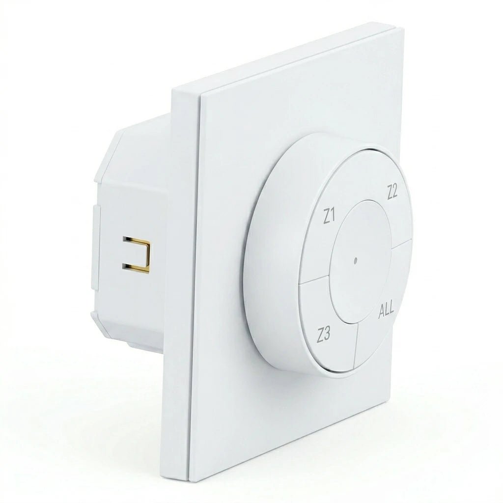 A-Z Smart Switch offers wireless lighting control via RF 2.4G, supporting 3 independent zones + master controller.