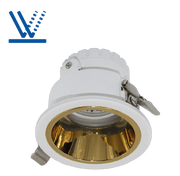 White and gold recessed ceiling light on a white background