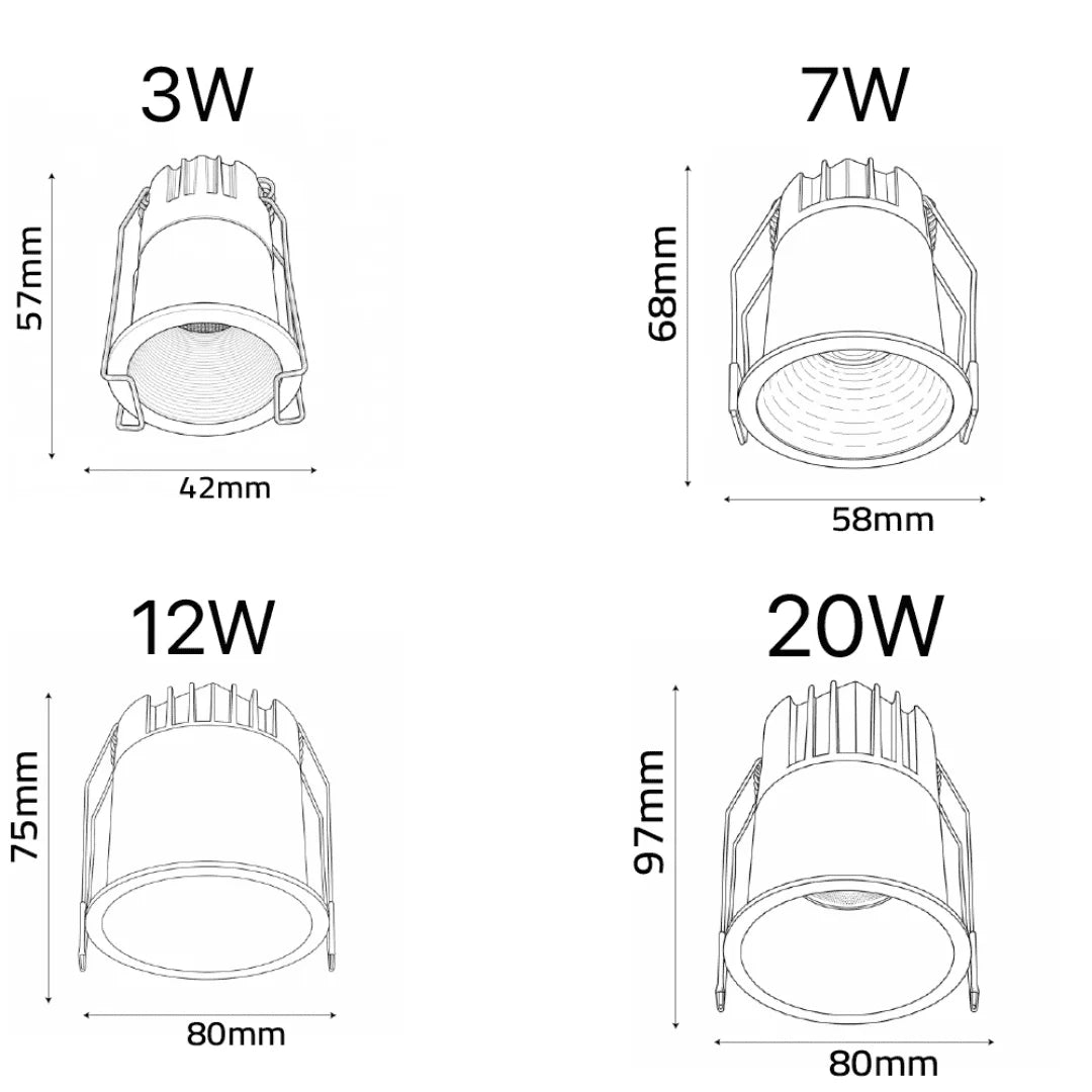 Ultralight Anti-Glare Deep Downlight - COB LED - CRI 95+ (BR4103)