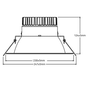 Technical drawing of a kitchen hood with dimensions labeled