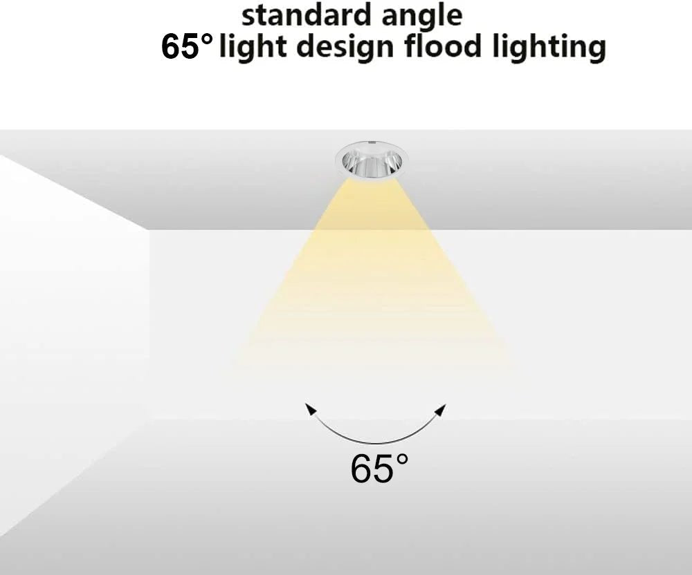 Light fixture with a 65-degree light design flood lighting angle on a white background.