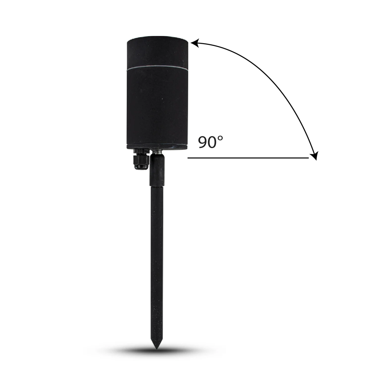 Black outdoor sensor with a stake on a white background