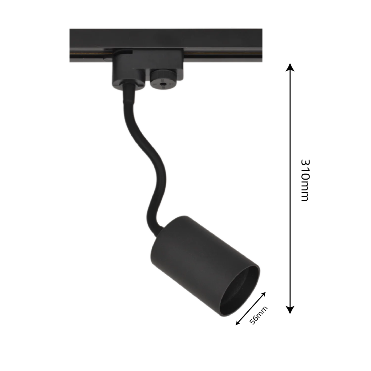 كشاف تراك لايت قاعدة GU10 – بذراع متحرك و لون أسود للاستخدام الداخلي (RB06-26GU-S)