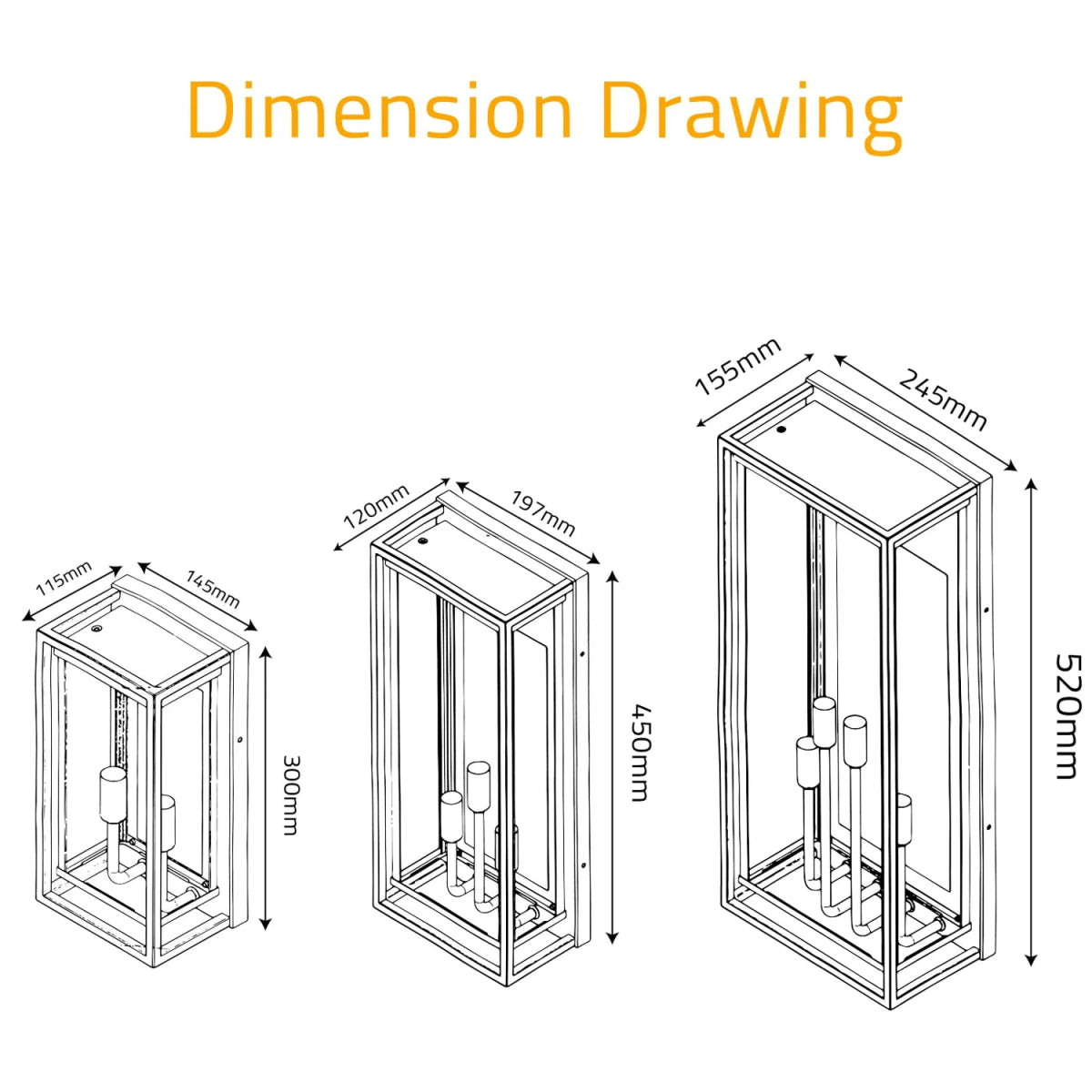 Dimensional drawing of a small cabinet with measurements in millimeters.