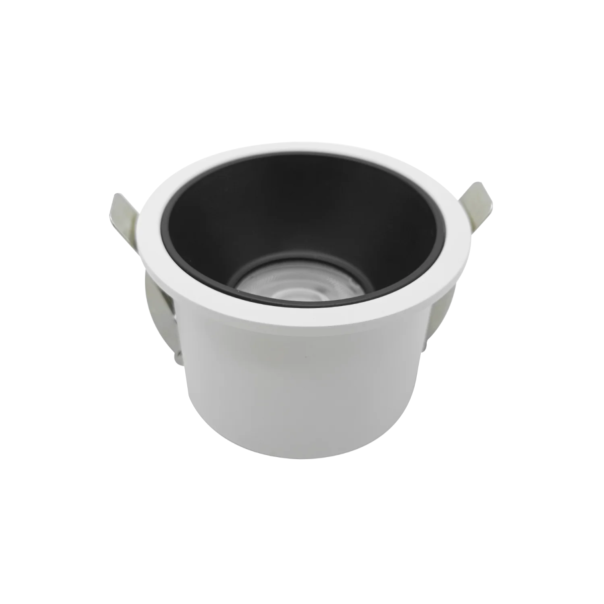 White cup holder with black interior on a white background