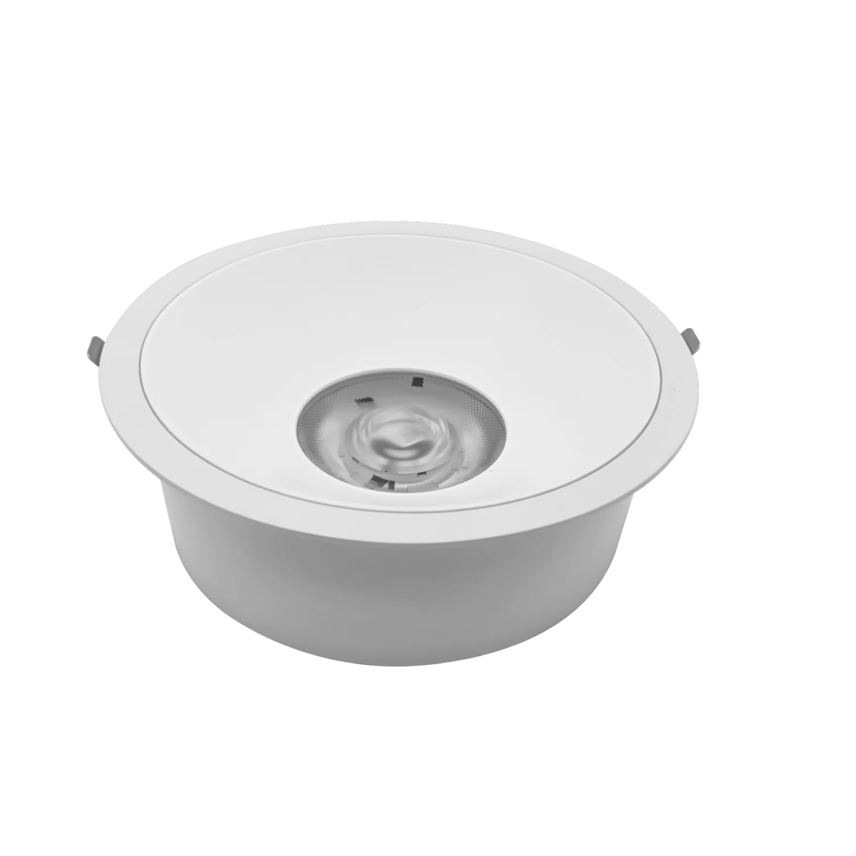 White recessed ceiling light on a white background