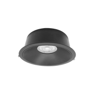 Black recessed ceiling light on a white background