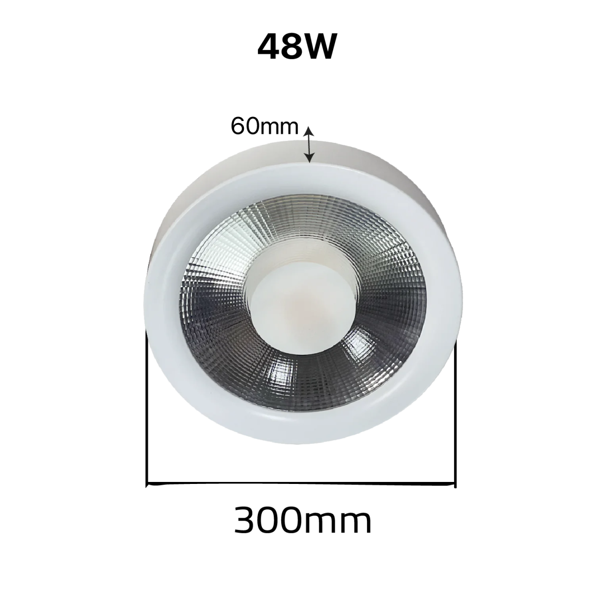 Ceiling light fixture with dimensions labeled on a white background
