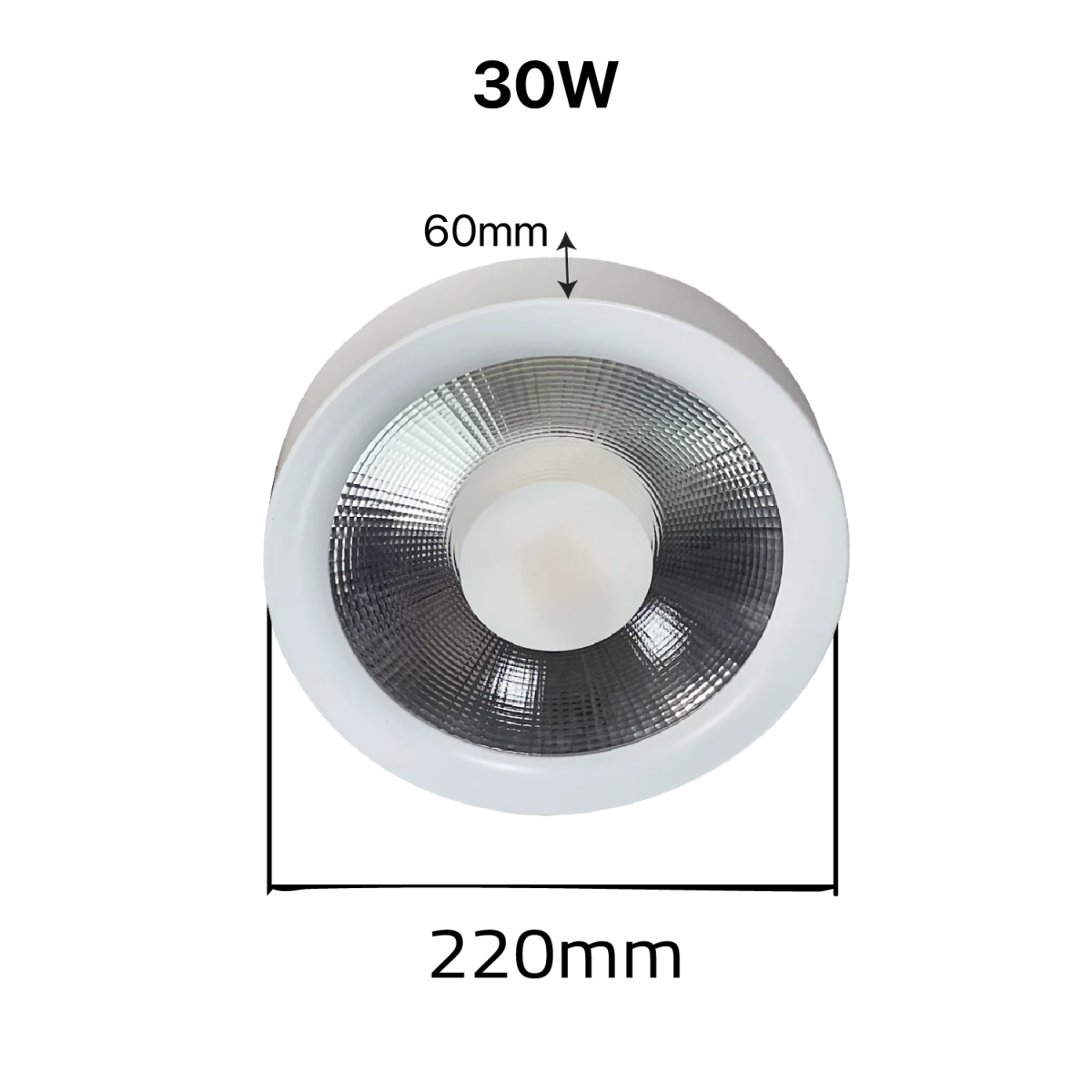 Ceiling light fixture with measurements on a white background
