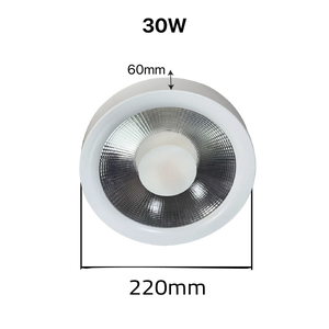 Ceiling light fixture with measurements on a white background