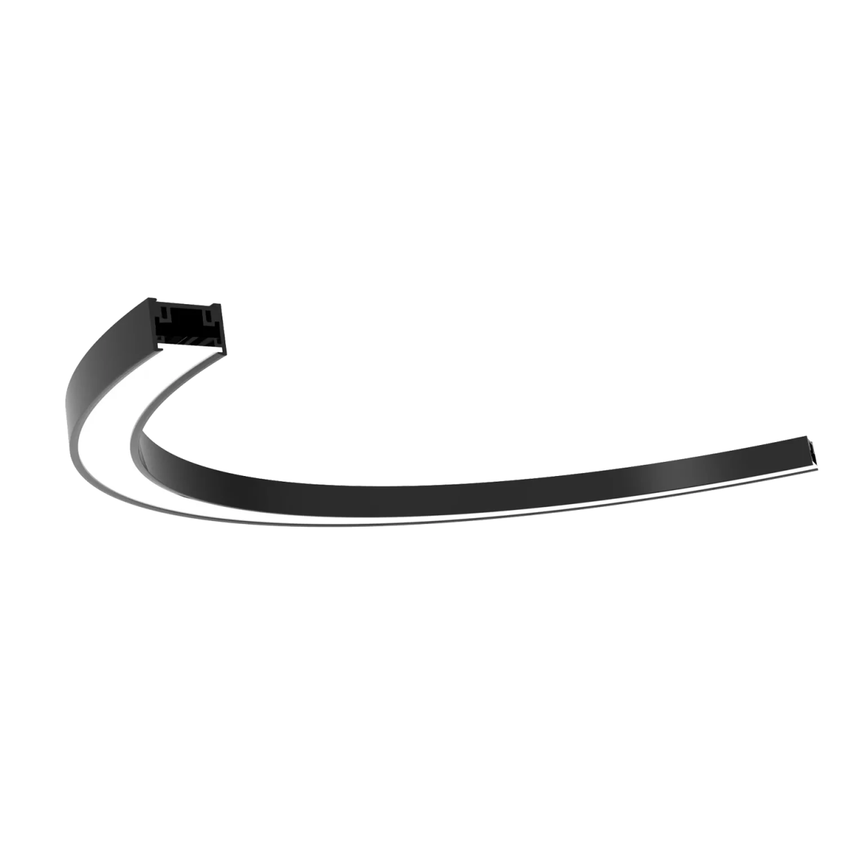 Black metal strip with a curved design on a white background