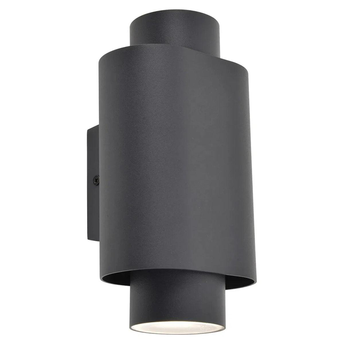 Black outdoor wall light fixture on a white background