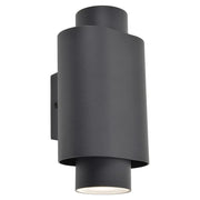 Black outdoor wall light fixture on a white background