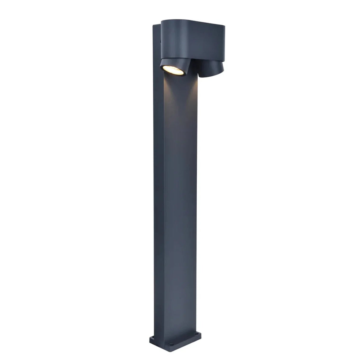 Black outdoor lamp post on a white background