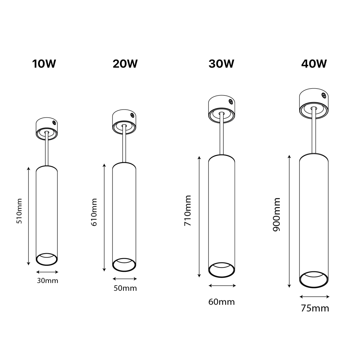 Ultralight Directional Pendant Ceiling Light 10W–40W (BR8088-RD)