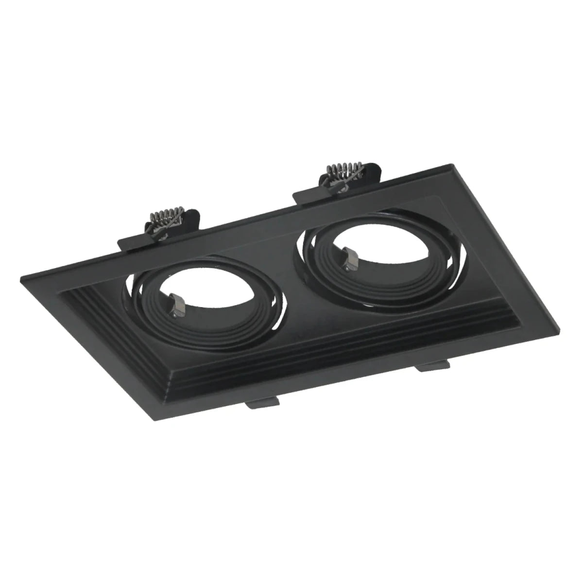 Black recessed ceiling light on a white background