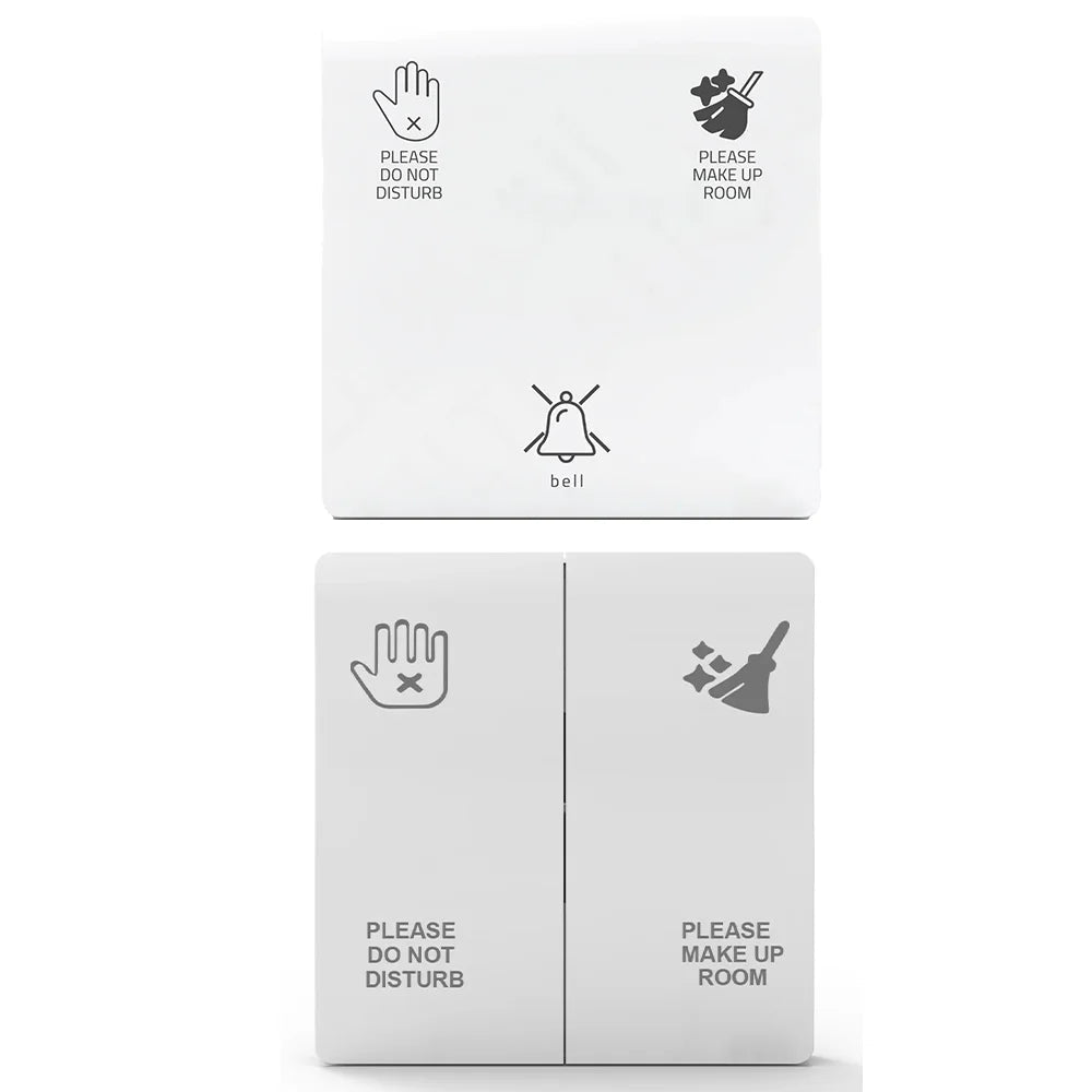 Two white phone cases with black icons and text on a white background