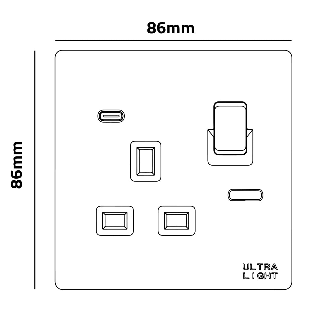 الترالايت ديون فيش بمفتاح 13A + Type C مع نيون (B12-067)