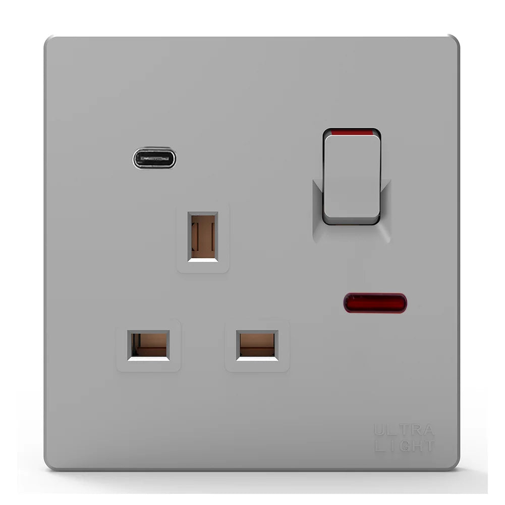 الترالايت ديون فيش بمفتاح 13A + Type C مع نيون (B12-067)