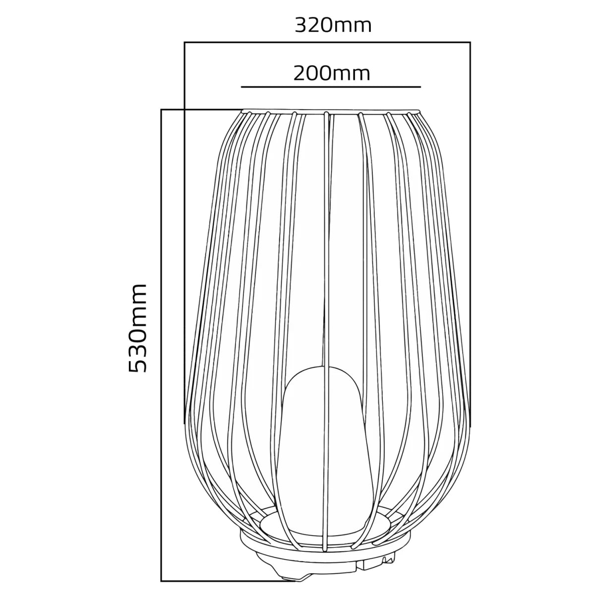 Line drawing of a cylindrical object with dimensions labeled