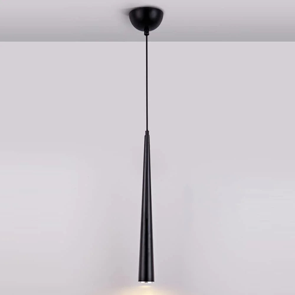 Black pendant light fixture on a white background