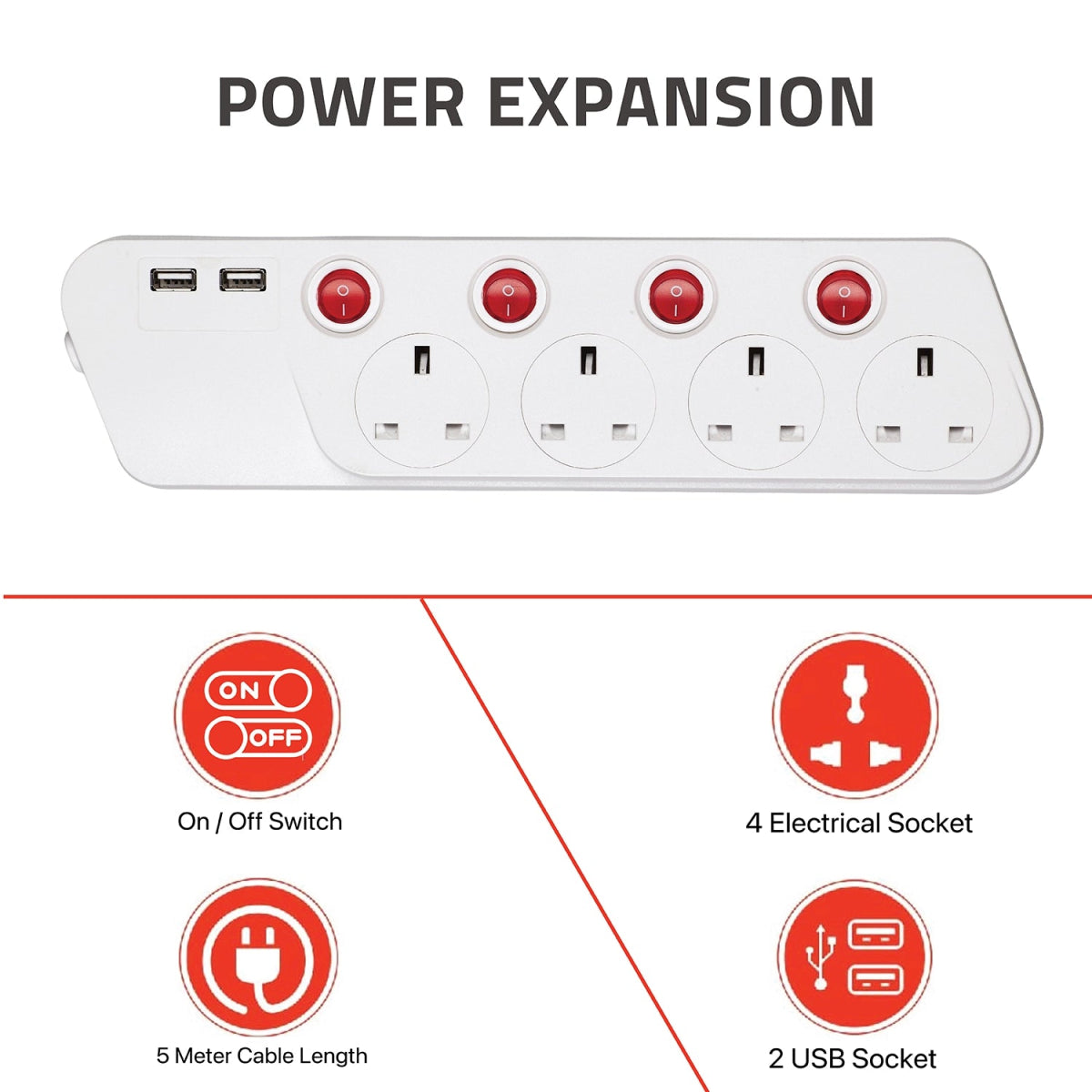 توصيلة كهربائية ٥ متر من الترا لايت (SU154-USB)