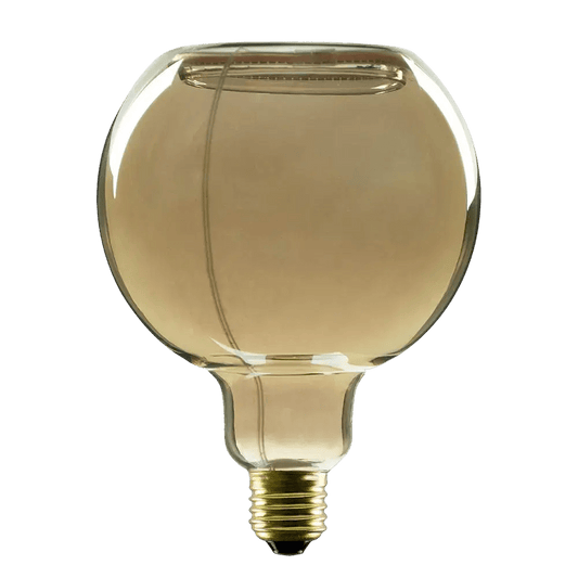 Decorative light bulb with a brownish tint on a white background