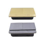 Two electronic devices, one gold and one black, on a white background