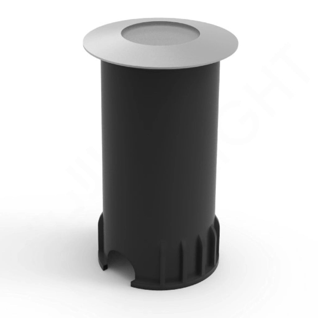 Black cylindrical object with a white top on a white background