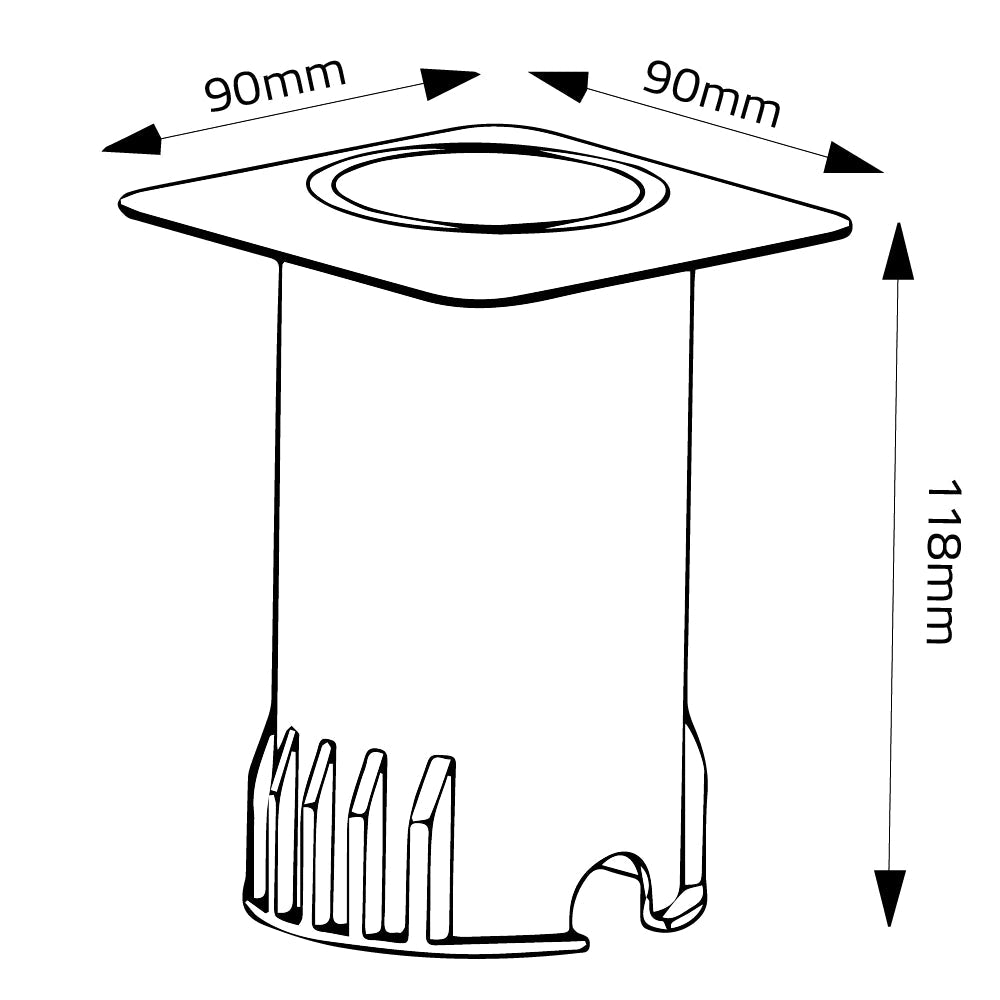 Technical drawing of a cylindrical object with dimensions labeled