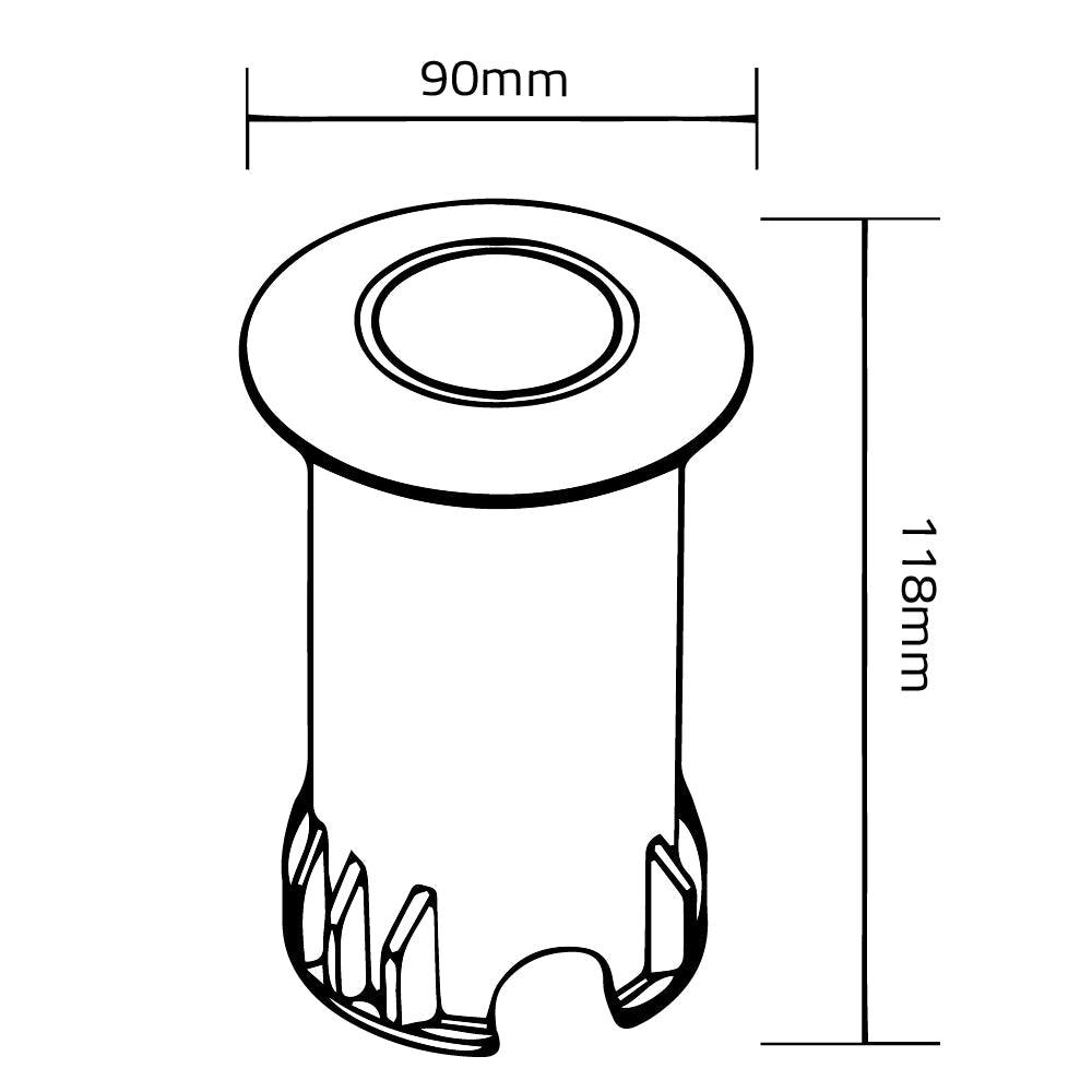 Technical drawing of a cylindrical component with dimensions labeled