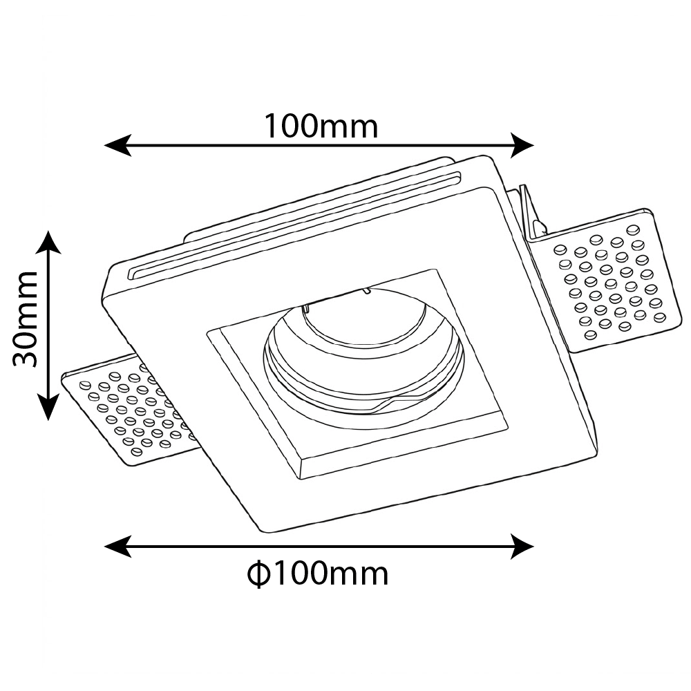 Ultralight Gypsum Spot Light Frame GU10 100mm (BRV1001A)
