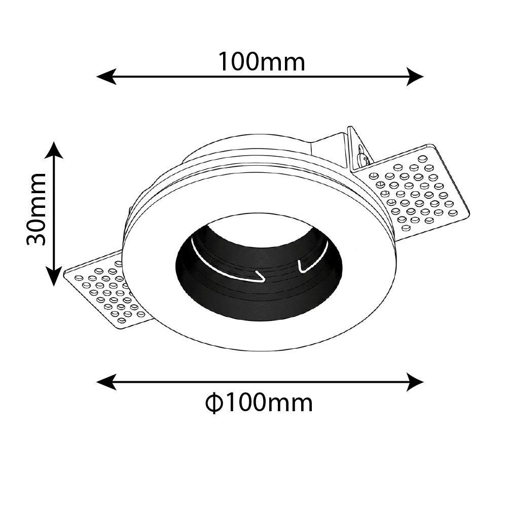 Ultralight Gypsum Spot Light Frame GU10 100mm (BRV1001A)