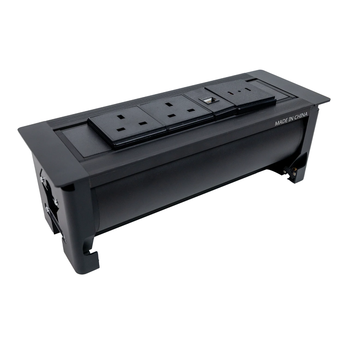 Ultralight Hidden Electric Desktop Socket | Manual Flip-Up Table Box (STS-256)