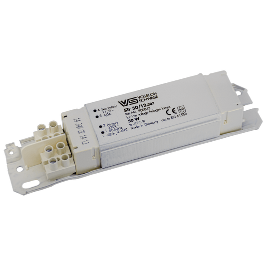 White electronic component with branding on a green background