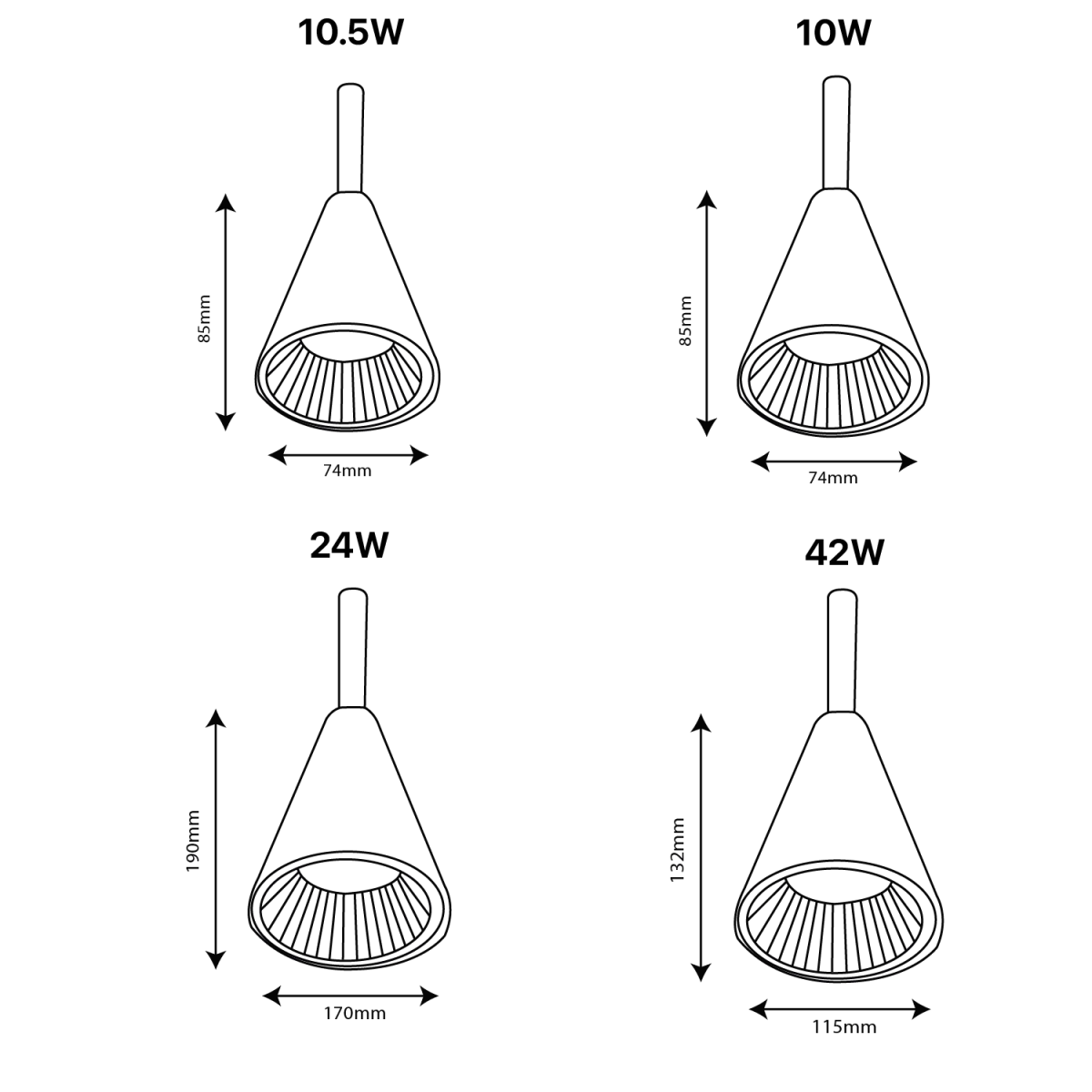 إنارة معلقة مخروطية داخلية من الترالايت (BR6021)