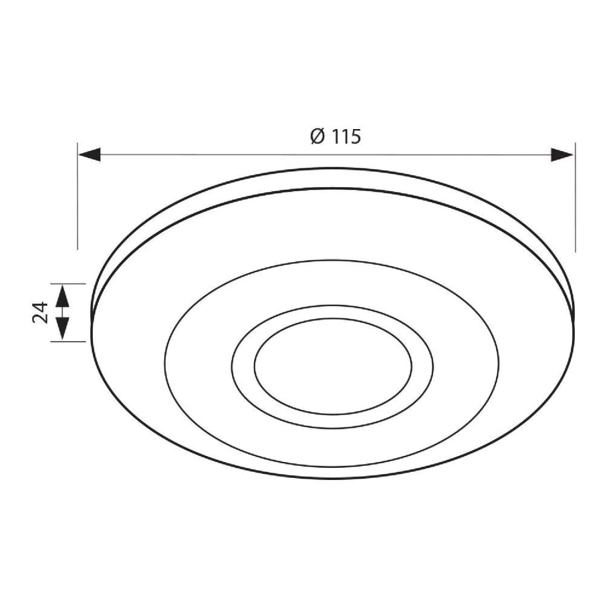 Technical drawing of a circular component with dimensions