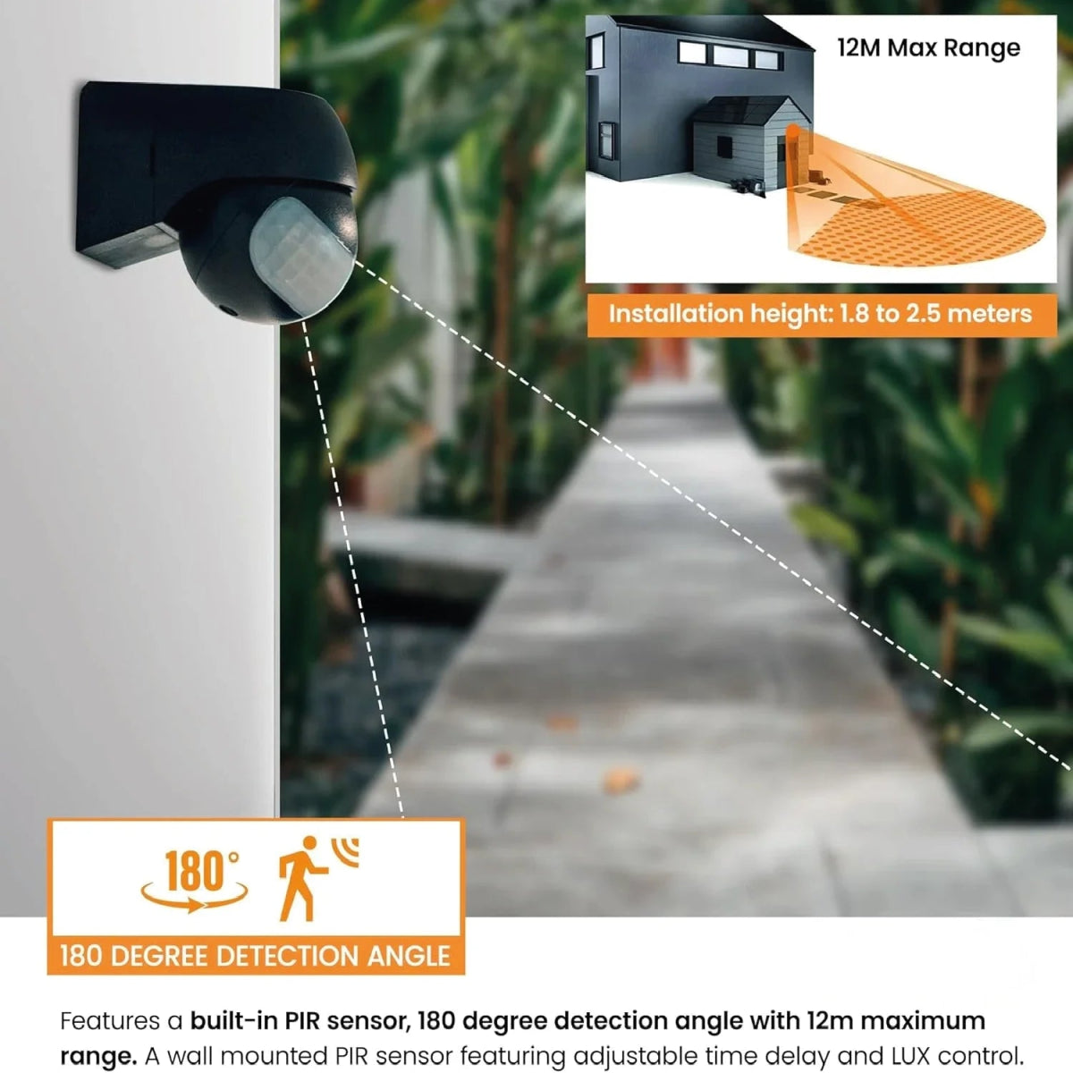 Ultralight Infrared Motion Sensor IP44 - 180° Rotating Joint - 5 years Warranty (ST11)