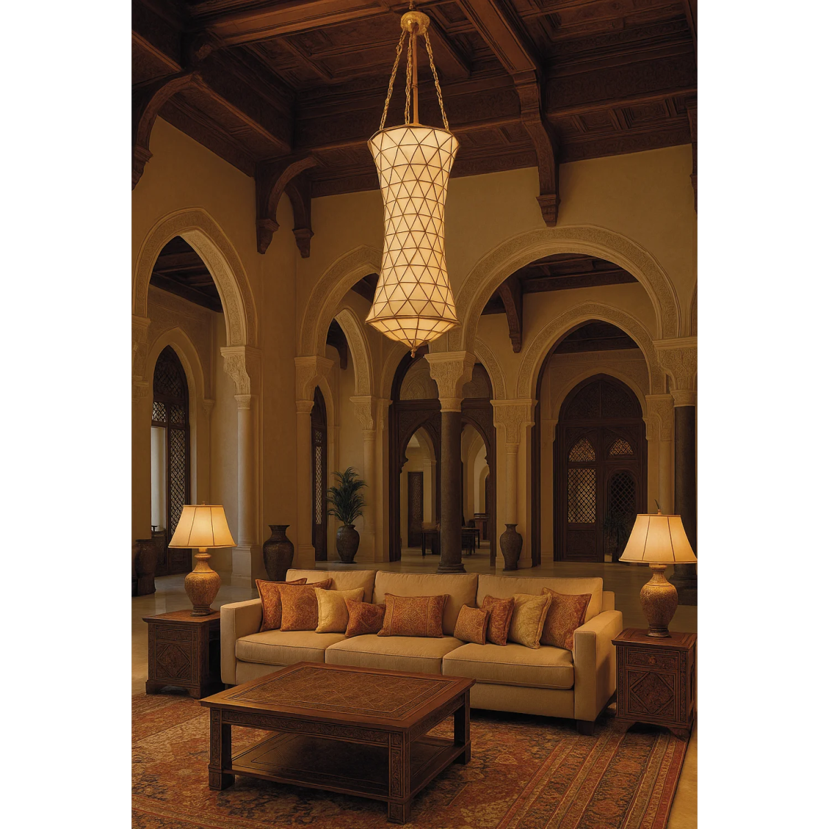 ثريا نحاسية فاخرة بتصميم هندسي أنيق من الترا لايت 9 لمبات E14 (P3452-500)