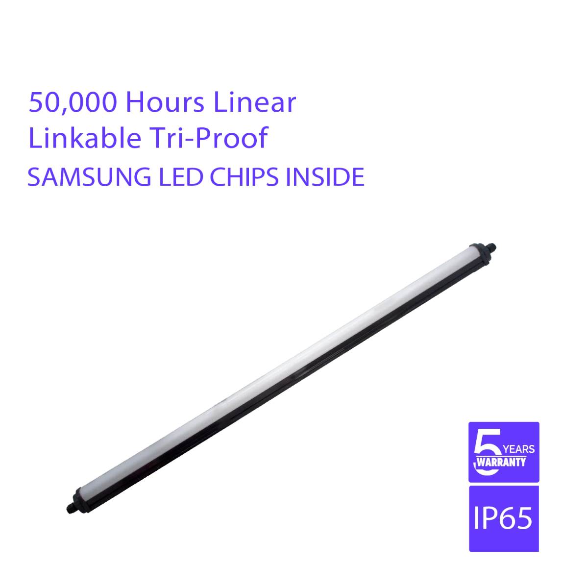 LED light bar with Samsung LED chips on a white background