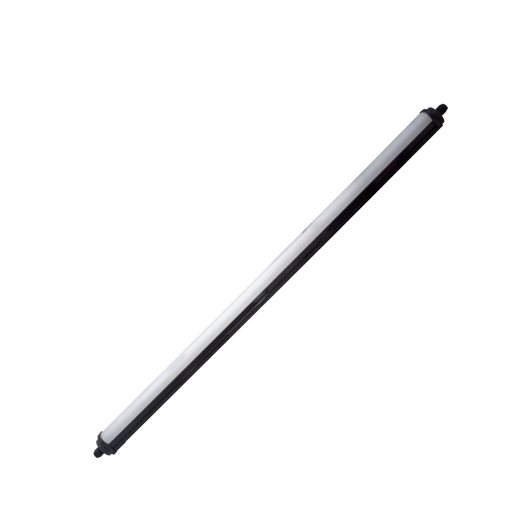 T-shaped object with black and white sections on a transparent background