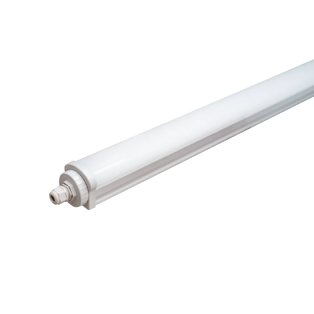 White fluorescent light bulb on a green background