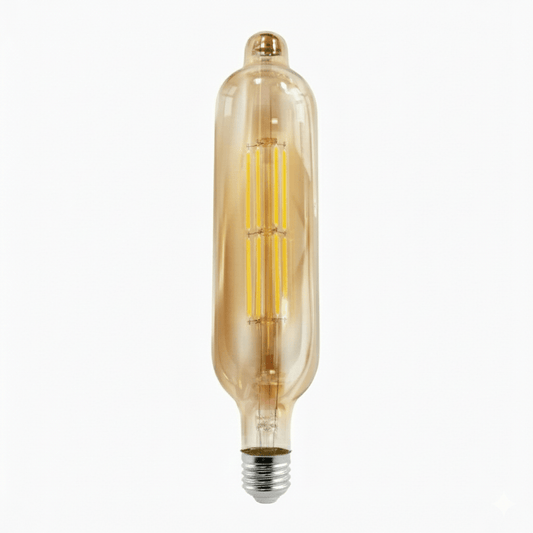 Vintage-style light bulb on a white background