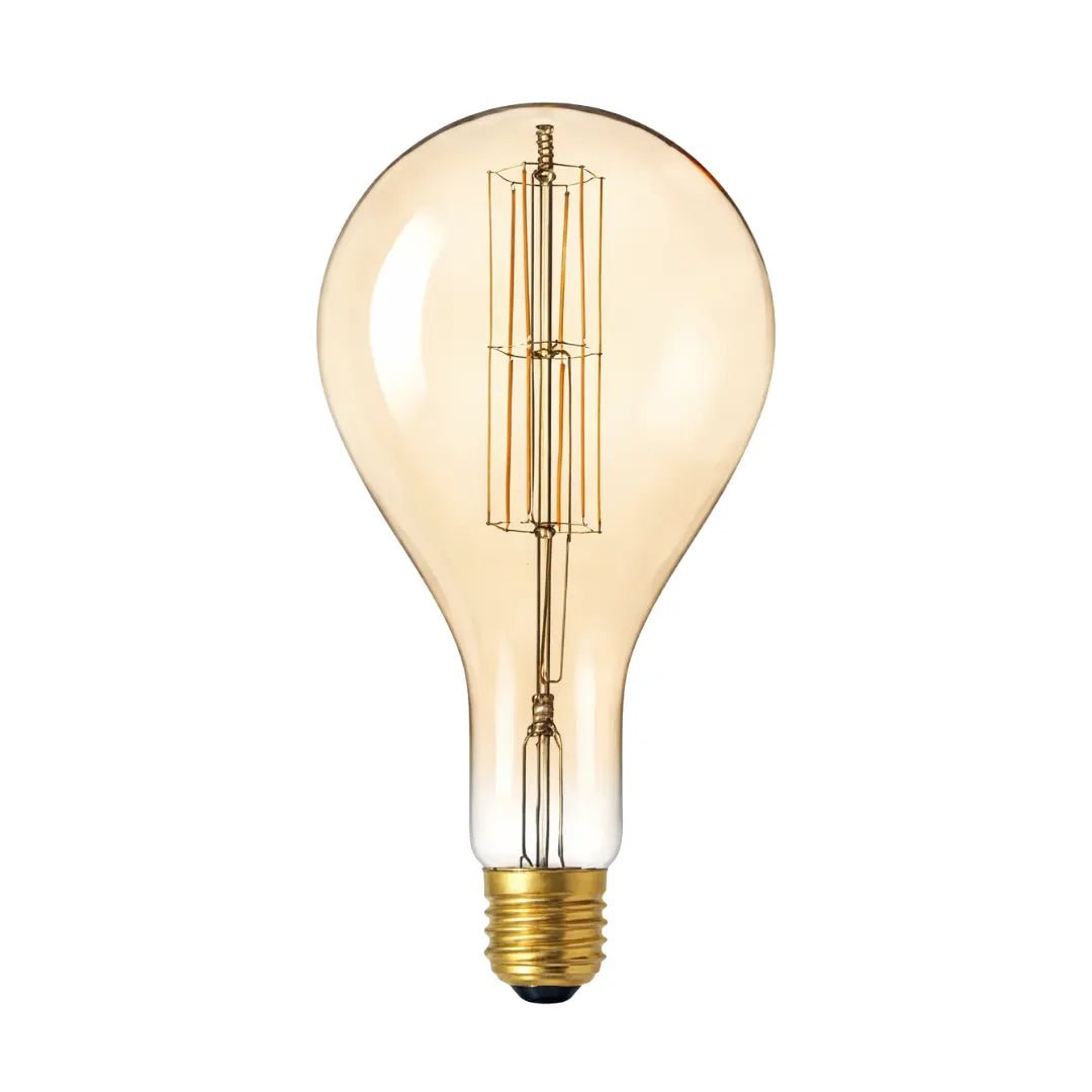 Vintage-style light bulb on a white background