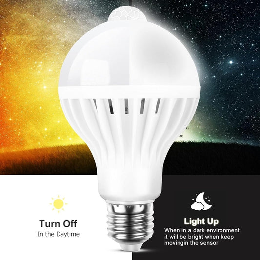 Light bulb with sensor feature on a colorful background